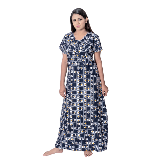 Aishwarya's Modern & New Regular Fit Cotton Printed Nighties - All Over Printed Stylish Nightwear for Stylish Women | Side Mobile Pocket | Beautiful Nighties for Stylish Women's | Colourful Printed Cotton Nighties - A009
