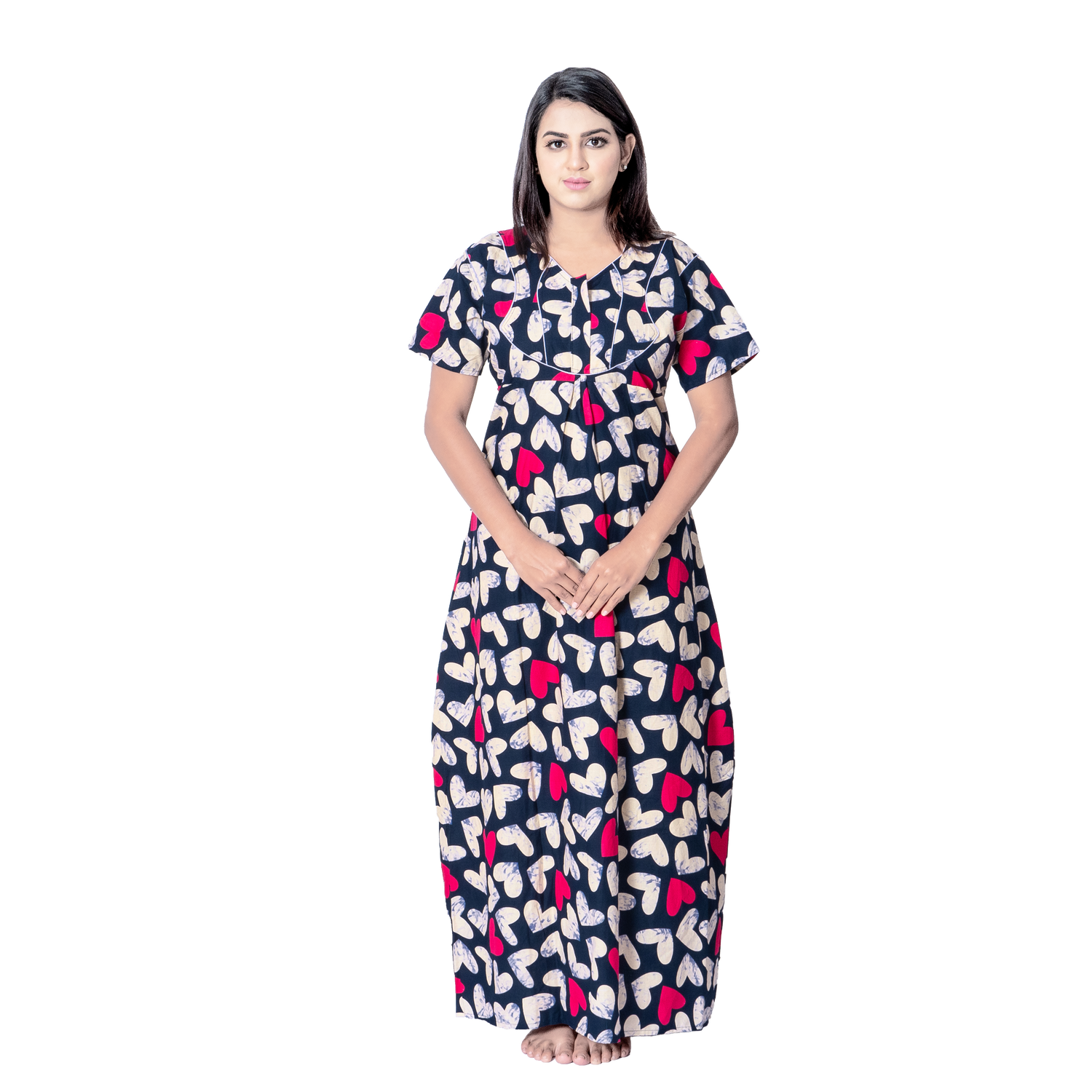 Aishwarya's Modern & New Regular Fit Cotton Printed Nighties - All -Over Printed Stylish Nightwear for Stylish Women | Side Mobile Pocket | Beautiful Nighties for Stylish Women's | Colourful Printed Cotton Nighties - A001