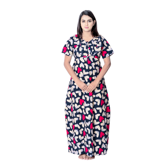 Aishwarya's Modern & New Regular Fit Cotton Printed Nighties - All -Over Printed Stylish Nightwear for Stylish Women | Side Mobile Pocket | Beautiful Nighties for Stylish Women's | Colourful Printed Cotton Nighties - A001