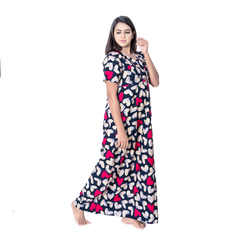 Aishwarya's Modern & New Regular Fit Cotton Printed Nighties - All -Over Printed Stylish Nightwear for Stylish Women | Side Mobile Pocket | Beautiful Nighties for Stylish Women's | Colourful Printed Cotton Nighties - A001