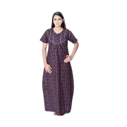 Aishwarya's Modern & New Regular Fit Cotton Printed Nighties - All Over Printed Stylish Nightwear for Stylish Women | Side Mobile Pocket | Beautiful Nighties for Stylish Women's | Colourful Printed Cotton Nighties - A002