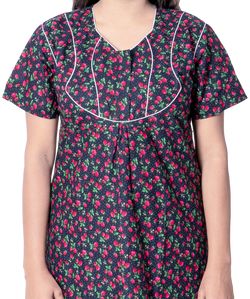 Aishwarya's Modern & New Regular Fit Cotton Printed Nighties - All Over Printed Stylish Nightwear for Stylish Women | Side Mobile Pocket | Beautiful Nighties for Stylish Women's | Colourful Printed Cotton Nighties - A002