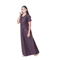Aishwarya's Modern & New Regular Fit Cotton Printed Nighties - All Over Printed Stylish Nightwear for Stylish Women | Side Mobile Pocket | Beautiful Nighties for Stylish Women's | Colourful Printed Cotton Nighties - A002