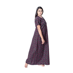Aishwarya's Modern & New Regular Fit Cotton Printed Nighties - All Over Printed Stylish Nightwear for Stylish Women | Side Mobile Pocket | Beautiful Nighties for Stylish Women's | Colourful Printed Cotton Nighties - A002
