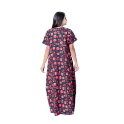 Aishwarya's Modern & New Regular Fit Cotton Printed Nighties - All Over Printed Stylish Nightwear for Stylish Women | Side Mobile Pocket | Beautiful Nighties for Stylish Women's | Colourful Printed Cotton Nighties - A003