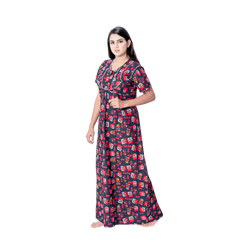 Aishwarya's Modern & New Regular Fit Cotton Printed Nighties - All Over Printed Stylish Nightwear for Stylish Women | Side Mobile Pocket | Beautiful Nighties for Stylish Women's | Colourful Printed Cotton Nighties - A003