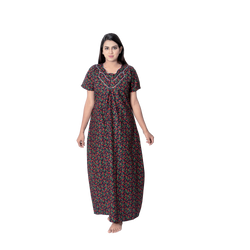 Aishwarya's Modern & New Regular Fit Cotton Printed Nighties - All Over Printed Stylish Nightwear for Stylish Women | Side Mobile Pocket | Beautiful Nighties for Stylish Women's | Colourful Printed Cotton Nighties - A004