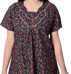 Aishwarya's Modern & New Regular Fit Cotton Printed Nighties - All Over Printed Stylish Nightwear for Stylish Women | Side Mobile Pocket | Beautiful Nighties for Stylish Women's | Colourful Printed Cotton Nighties - A004
