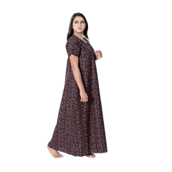Aishwarya's Modern & New Regular Fit Cotton Printed Nighties - All Over Printed Stylish Nightwear for Stylish Women | Side Mobile Pocket | Beautiful Nighties for Stylish Women's | Colourful Printed Cotton Nighties - A004
