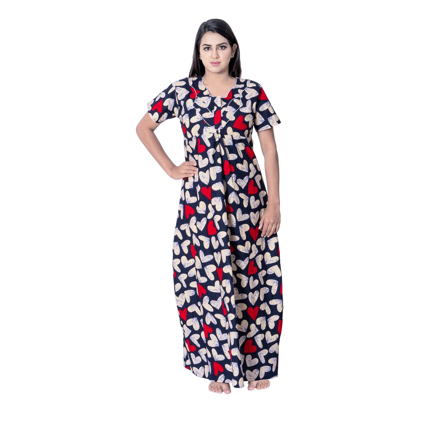 Aishwarya's Modern & New Regular Fit Cotton Printed Nighties - All Over Printed Stylish Nightwear for Stylish Women | Side Mobile Pocket | Beautiful Nighties for Stylish Women's | Colourful Printed Cotton Nighties - A005