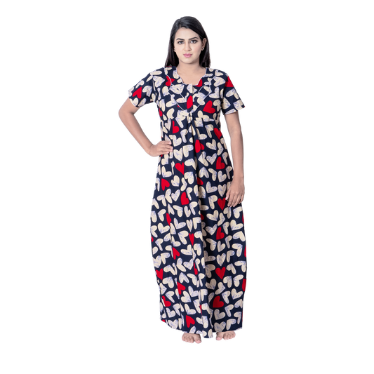 Aishwarya's Modern & New Regular Fit Cotton Printed Nighties - All Over Printed Stylish Nightwear for Stylish Women | Side Mobile Pocket | Beautiful Nighties for Stylish Women's | Colourful Printed Cotton Nighties - A005