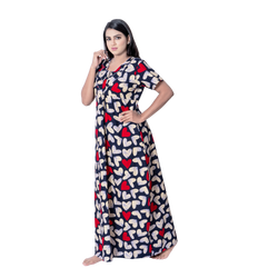 Aishwarya's Modern & New Regular Fit Cotton Printed Nighties - All Over Printed Stylish Nightwear for Stylish Women | Side Mobile Pocket | Beautiful Nighties for Stylish Women's | Colourful Printed Cotton Nighties - A005