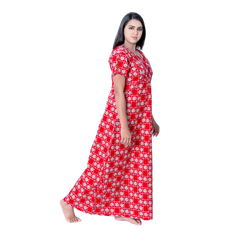 Aishwarya's Modern & New Regular Fit Cotton Printed Nighties - All Over Printed Stylish Nightwear for Stylish Women | Side Mobile Pocket | Beautiful Nighties for Stylish Women's | Colourful Printed Cotton Nighties - A006