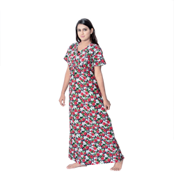 Aishwarya's Modern & New Regular Fit Cotton Printed Nighties - All Over Printed Stylish Nightwear for Stylish Women | Side Mobile Pocket | Beautiful Nighties for Stylish Women's | Colourful Printed Cotton Nighties - A007