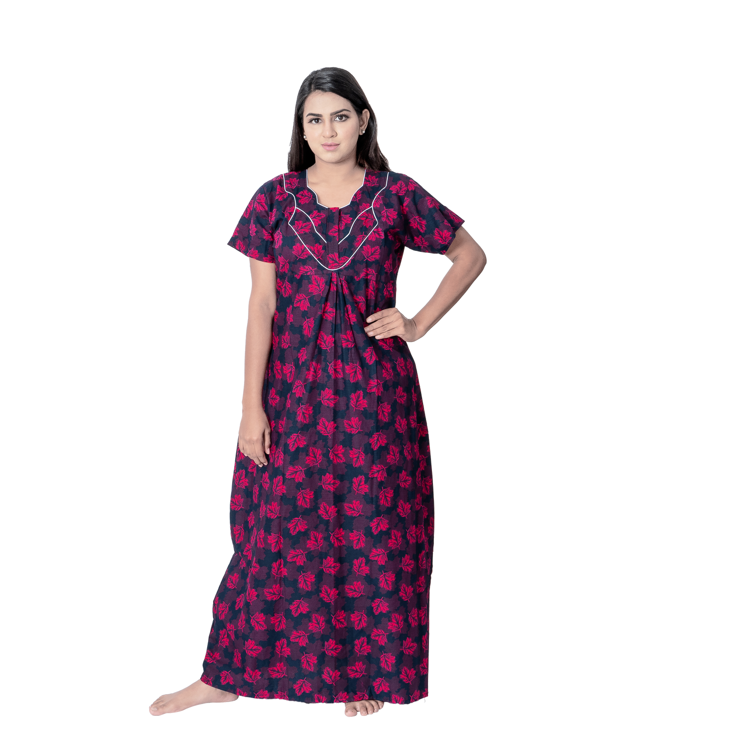 Aishwarya's Modern & New Regular Fit Cotton Printed Nighties - All Over Printed Stylish Nightwear for Stylish Women | Side Mobile Pocket | Beautiful Nighties for Stylish Women's | Colourful Printed Cotton Nighties - A008