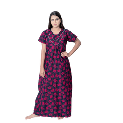 Aishwarya's Modern & New Regular Fit Cotton Printed Nighties - All Over Printed Stylish Nightwear for Stylish Women | Side Mobile Pocket | Beautiful Nighties for Stylish Women's | Colourful Printed Cotton Nighties - A008