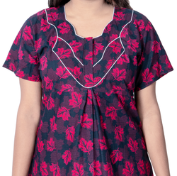 Aishwarya's Modern & New Regular Fit Cotton Printed Nighties - All Over Printed Stylish Nightwear for Stylish Women | Side Mobile Pocket | Beautiful Nighties for Stylish Women's | Colourful Printed Cotton Nighties - A008