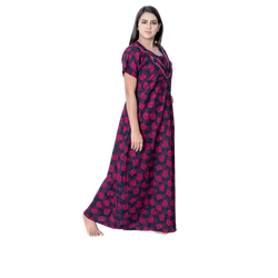 Aishwarya's Modern & New Regular Fit Cotton Printed Nighties - All Over Printed Stylish Nightwear for Stylish Women | Side Mobile Pocket | Beautiful Nighties for Stylish Women's | Colourful Printed Cotton Nighties - A008