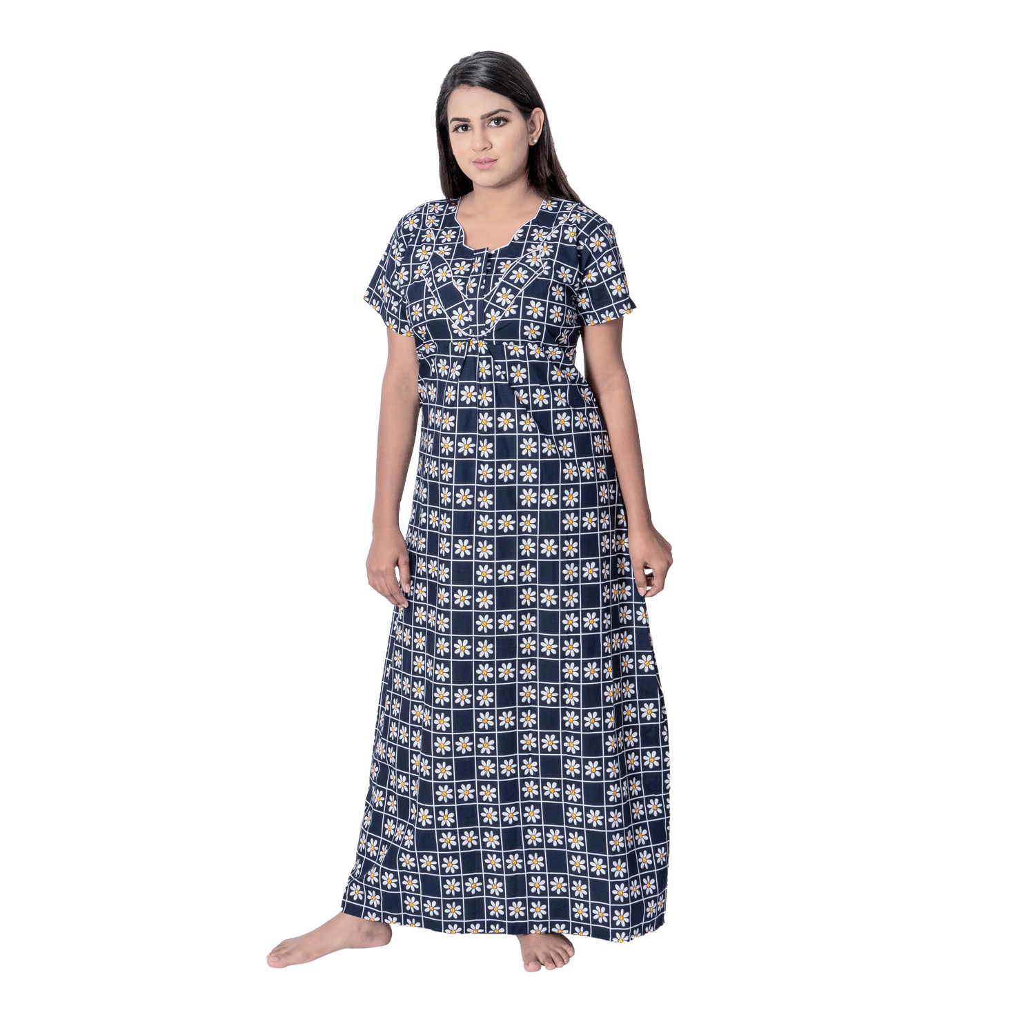 Aishwarya's Modern & New Regular Fit Cotton Printed Nighties - All Over Printed Stylish Nightwear for Stylish Women | Side Mobile Pocket | Beautiful Nighties for Stylish Women's | Colourful Printed Cotton Nighties - A009