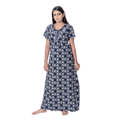 Aishwarya's Modern & New Regular Fit Cotton Printed Nighties - All Over Printed Stylish Nightwear for Stylish Women | Side Mobile Pocket | Beautiful Nighties for Stylish Women's | Colourful Printed Cotton Nighties - A009