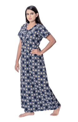 Aishwarya's Modern & New Regular Fit Cotton Printed Nighties - All Over Printed Stylish Nightwear for Stylish Women | Side Mobile Pocket | Beautiful Nighties for Stylish Women's | Colourful Printed Cotton Nighties - A009