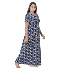 Aishwarya's Modern & New Regular Fit Cotton Printed Nighties - All Over Printed Stylish Nightwear for Stylish Women | Side Mobile Pocket | Beautiful Nighties for Stylish Women's | Colourful Printed Cotton Nighties - A009