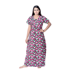 Aishwarya's Modern & New Regular Fit Cotton Printed Nighties - All Over Printed Stylish Nightwear for Stylish Women | Side Mobile Pocket | Beautiful Nighties for Stylish Women's | Colourful Printed Cotton Nighties - A010