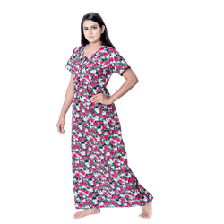 Aishwarya's Modern & New Regular Fit Cotton Printed Nighties - All Over Printed Stylish Nightwear for Stylish Women | Side Mobile Pocket | Beautiful Nighties for Stylish Women's | Colourful Printed Cotton Nighties - A010