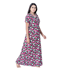 Aishwarya's Modern & New Regular Fit Cotton Printed Nighties - All Over Printed Stylish Nightwear for Stylish Women | Side Mobile Pocket | Beautiful Nighties for Stylish Women's | Colourful Printed Cotton Nighties - A010