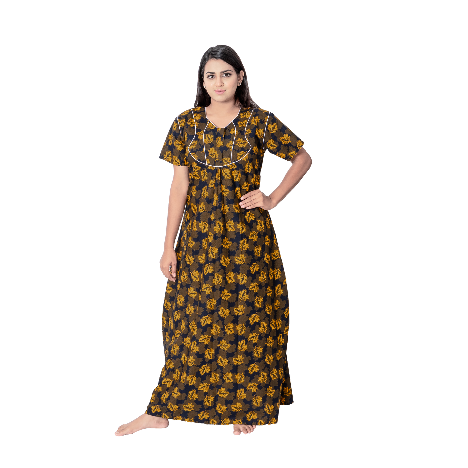 Aishwarya's Modern & New Regular Fit Cotton Printed Nighties - All Over Printed Stylish Nightwear for Stylish Women | Side Mobile Pocket | Beautiful Nighties for Stylish Women's | Colourful Printed Cotton Nighties - A011