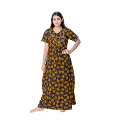 Aishwarya's Modern & New Regular Fit Cotton Printed Nighties - All Over Printed Stylish Nightwear for Stylish Women | Side Mobile Pocket | Beautiful Nighties for Stylish Women's | Colourful Printed Cotton Nighties - A011