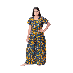 Aishwarya's Modern & New Regular Fit Cotton Printed Nighties - All Over Printed Stylish Nightwear for Stylish Women | Side Mobile Pocket | Beautiful Nighties for Stylish Women's | Colourful Printed Cotton Nighties - A012