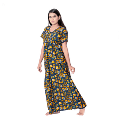 Aishwarya's Modern & New Regular Fit Cotton Printed Nighties - All Over Printed Stylish Nightwear for Stylish Women | Side Mobile Pocket | Beautiful Nighties for Stylish Women's | Colourful Printed Cotton Nighties - A012