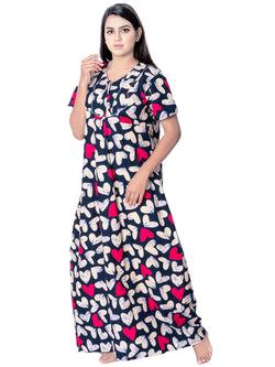 Aishwarya's Modern & New Regular Fit Cotton Printed Nighties - All Over Printed Stylish Nightwear for Stylish Women | Side Mobile Pocket | Beautiful Nighties for Stylish Women's | Colourful Printed Cotton Nighties - A013