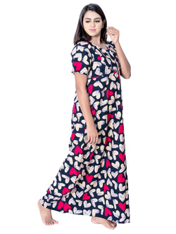 Aishwarya's Modern & New Regular Fit Cotton Printed Nighties - All Over Printed Stylish Nightwear for Stylish Women | Side Mobile Pocket | Beautiful Nighties for Stylish Women's | Colourful Printed Cotton Nighties - A013
