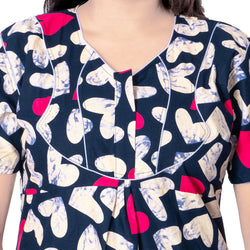 Aishwarya's Modern & New Regular Fit Cotton Printed Nighties - All Over Printed Stylish Nightwear for Stylish Women | Side Mobile Pocket | Beautiful Nighties for Stylish Women's | Colourful Printed Cotton Nighties - A013