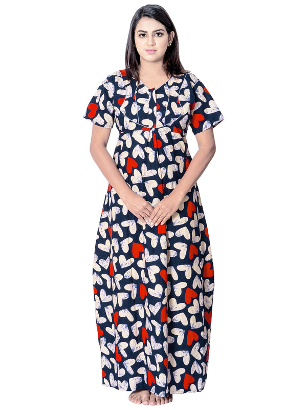 Aishwarya's Modern & New Regular Fit Cotton Printed Nighties - All Over Printed Stylish Nightwear for Stylish Women | Side Mobile Pocket | Beautiful Nighties for Stylish Women's | Colourful Printed Cotton Nighties - A014