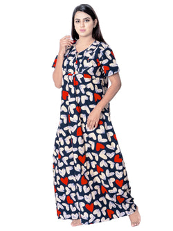 Aishwarya's Modern & New Regular Fit Cotton Printed Nighties - All Over Printed Stylish Nightwear for Stylish Women | Side Mobile Pocket | Beautiful Nighties for Stylish Women's | Colourful Printed Cotton Nighties - A014