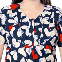 Aishwarya's Modern & New Regular Fit Cotton Printed Nighties - All Over Printed Stylish Nightwear for Stylish Women | Side Mobile Pocket | Beautiful Nighties for Stylish Women's | Colourful Printed Cotton Nighties - A014