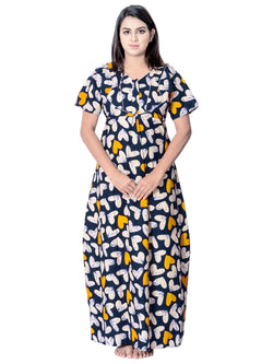 Aishwarya's Modern & New Regular Fit Cotton Printed Nighties - All Over Printed Stylish Nightwear for Stylish Women | Side Mobile Pocket | Beautiful Nighties for Stylish Women's | Colourful Printed Cotton Nighties - A015