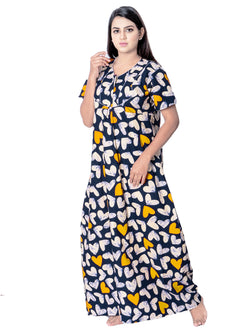 Aishwarya's Modern & New Regular Fit Cotton Printed Nighties - All Over Printed Stylish Nightwear for Stylish Women | Side Mobile Pocket | Beautiful Nighties for Stylish Women's | Colourful Printed Cotton Nighties - A015