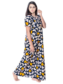 Aishwarya's Modern & New Regular Fit Cotton Printed Nighties - All Over Printed Stylish Nightwear for Stylish Women | Side Mobile Pocket | Beautiful Nighties for Stylish Women's | Colourful Printed Cotton Nighties - A015
