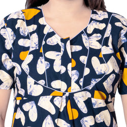 Aishwarya's Modern & New Regular Fit Cotton Printed Nighties - All Over Printed Stylish Nightwear for Stylish Women | Side Mobile Pocket | Beautiful Nighties for Stylish Women's | Colourful Printed Cotton Nighties - A015