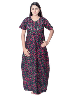 Aishwarya's Modern & New Regular Fit Cotton Printed Nighties - All Over Printed Stylish Nightwear for Stylish Women | Side Mobile Pocket | Beautiful Nighties for Stylish Women's | Colourful Printed Cotton Nighties - A016