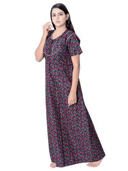 Aishwarya's Modern & New Regular Fit Cotton Printed Nighties - All Over Printed Stylish Nightwear for Stylish Women | Side Mobile Pocket | Beautiful Nighties for Stylish Women's | Colourful Printed Cotton Nighties - A016