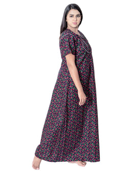 Aishwarya's Modern & New Regular Fit Cotton Printed Nighties - All Over Printed Stylish Nightwear for Stylish Women | Side Mobile Pocket | Beautiful Nighties for Stylish Women's | Colourful Printed Cotton Nighties - A016