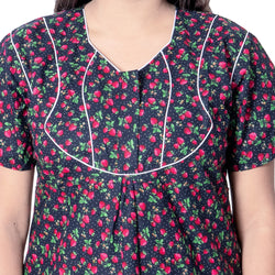 Aishwarya's Modern & New Regular Fit Cotton Printed Nighties - All Over Printed Stylish Nightwear for Stylish Women | Side Mobile Pocket | Beautiful Nighties for Stylish Women's | Colourful Printed Cotton Nighties - A016